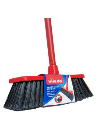 Indoor Floor Broom with 3-Piece Handle - Standard, All Types Of Floors, Perfect Corner Cleaning, Lightweight, Red & Black, 30 x 5 x 140 Cm - view 2