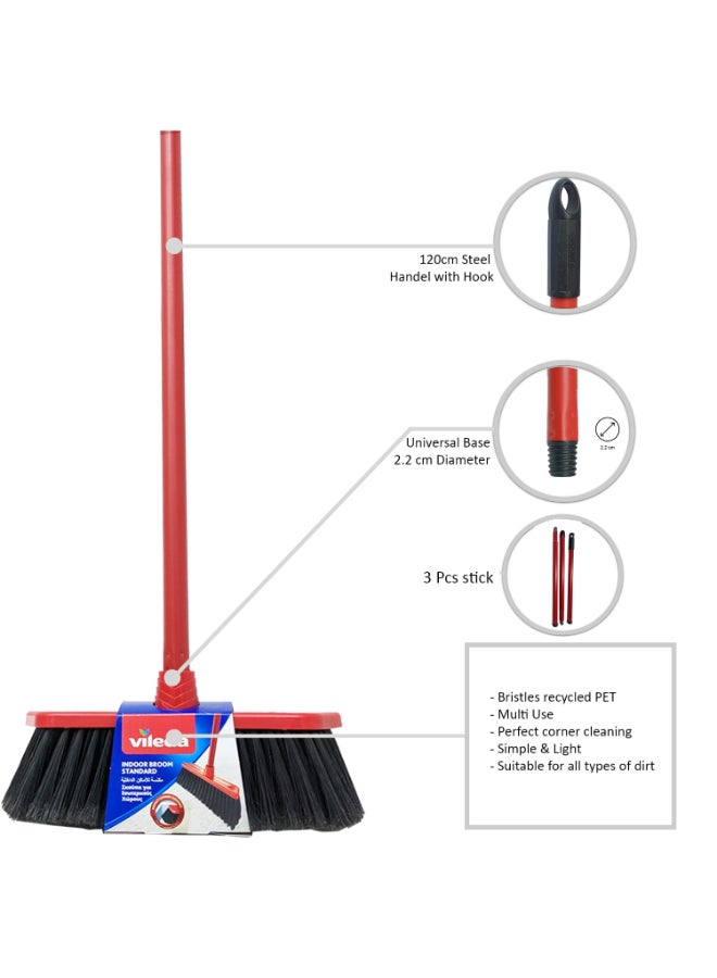 Vileda Indoor Broom with 3 Stick, Lightweight & Perfect Corner Cleaning - Image 4