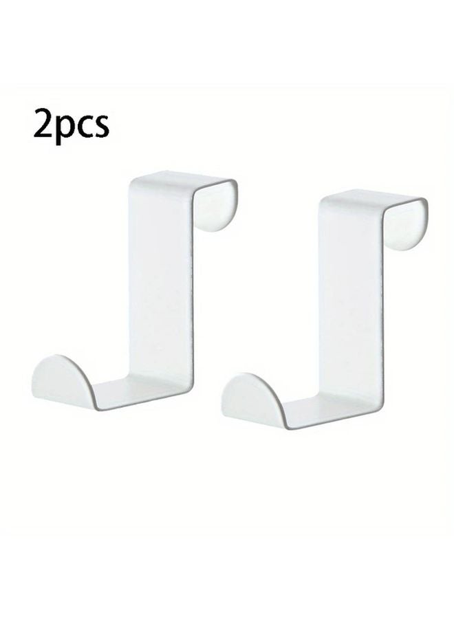 2 Pack White Heavy Duty Stainless Steel Door Hooks No Drill Installation Space Saving - Image 1