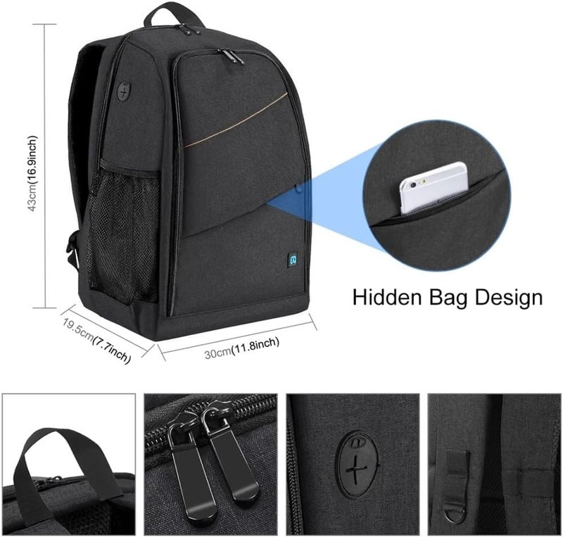 eWINNER Large Capacity Waterproof Shockproof Backpack Camera Bag with 15 Inch Laptop Compartment - Image 4