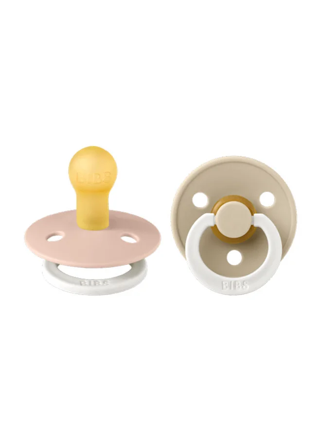 BIBS Pack of 2 Colour Symmetrical Glow Pacifiers Bpa Free, Glow In The Dark Symmetrical Natural Rubber/Latex, Made In Denmark. Size 1 (0 - 6 Months ), Blush Glow/Vanilla Glow