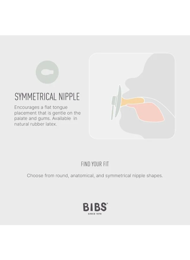 BIBS Pack of 2 Colour Symmetrical Glow Pacifiers Bpa Free, Glow In The Dark Symmetrical Natural Rubber/Latex, Made In Denmark. Size 1 (0 - 6 Months ), Blush Glow/Vanilla Glow