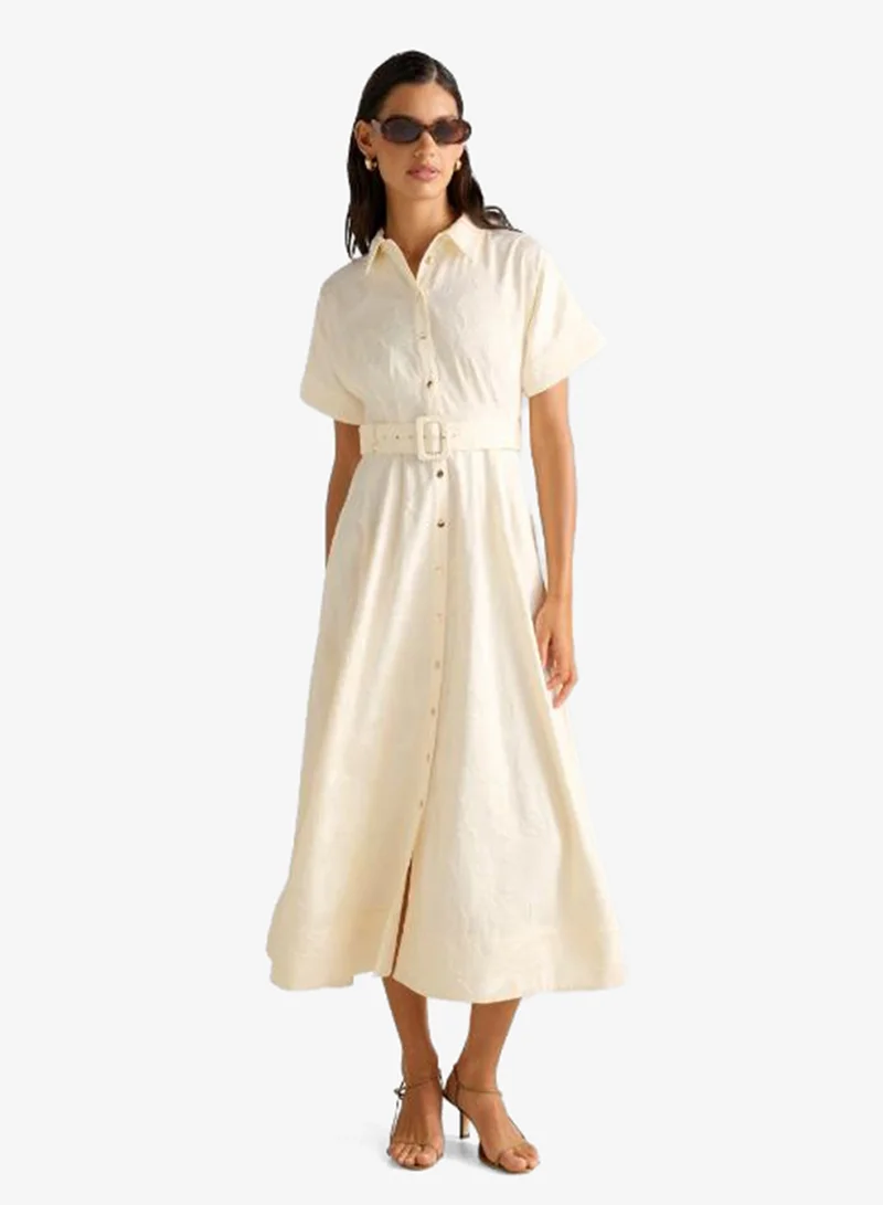 Judith Crinkled Midi Shirt Dress