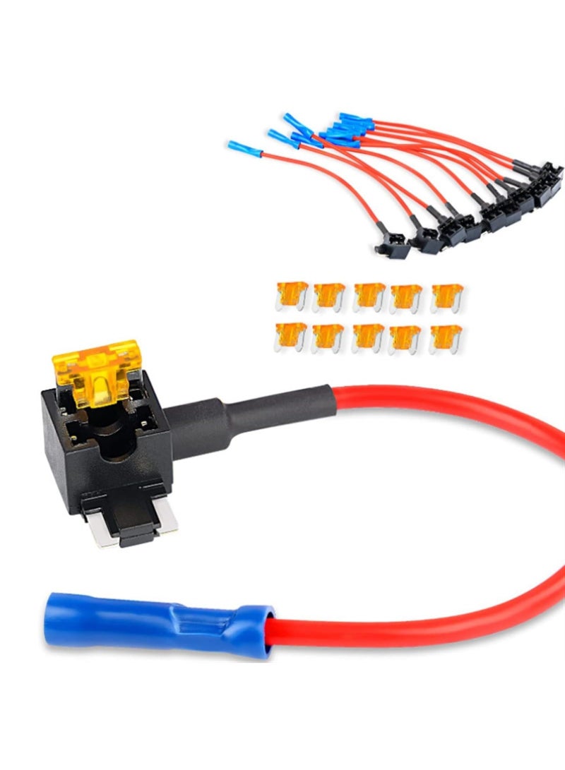 Generic 10 PCS Low Profile Mini Fuse Tap 16 AWG, Fuse Taps Automotive 12v 6 Inch Length, for Automotive Trucks Marine Lighting Electrical Circuits  - Image 1
