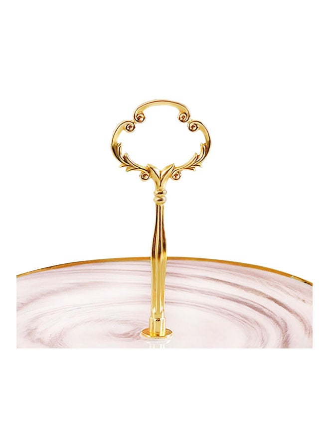 2-Tier Ceramic Cupcake Stand Pink/Gold - Image 3