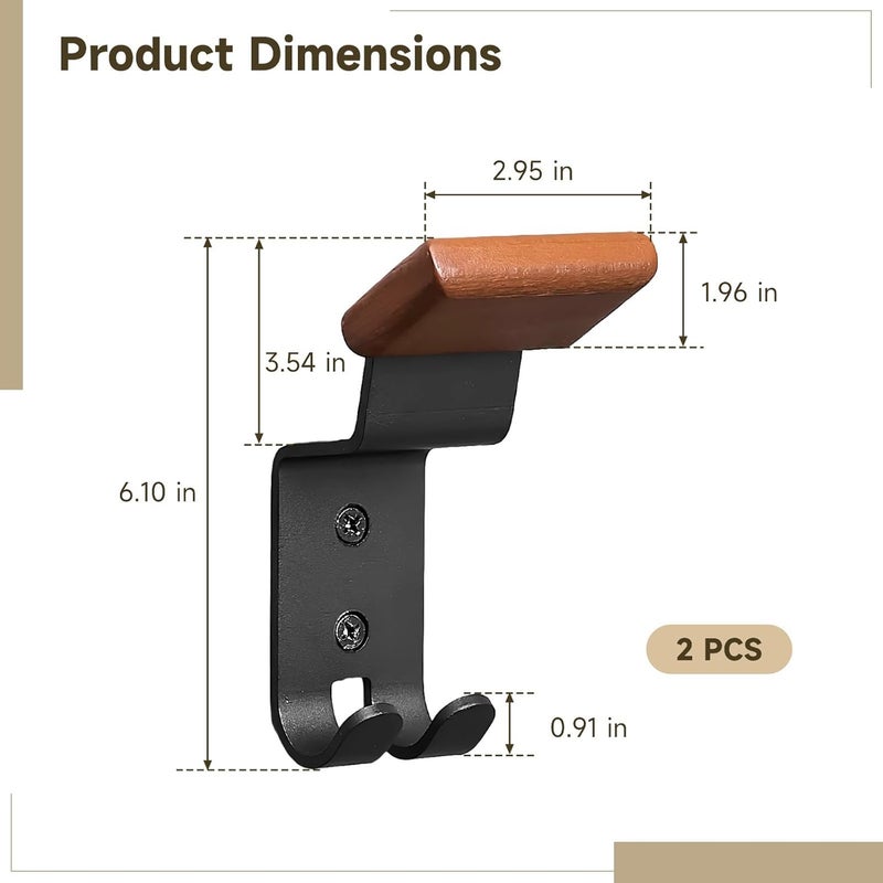 2 Pc Mount Motorcycle Helmet, Wall Holder With Hooks - Image 3