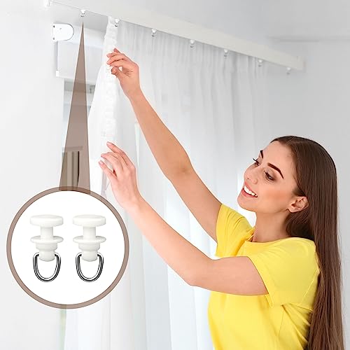 Craftsatin Plastic Curtain Track Hooks Ceiling Sliding Curtain Glider Accessories for Living Bedroom Shower Privacy Rv Garage Divider Track and Hooks(50 Pcs) - Image 3