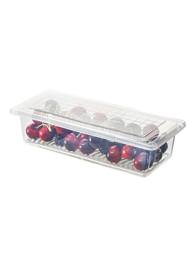 Dunekart Fridge Storage Boxes (Pack of 1), Fridge Organizer with Removable Drain Plate Fridge Storage Containers Keeps Fruits, Vegetables, Meat, Fish Fresh Longer 1500 ML Container Box - Image 1