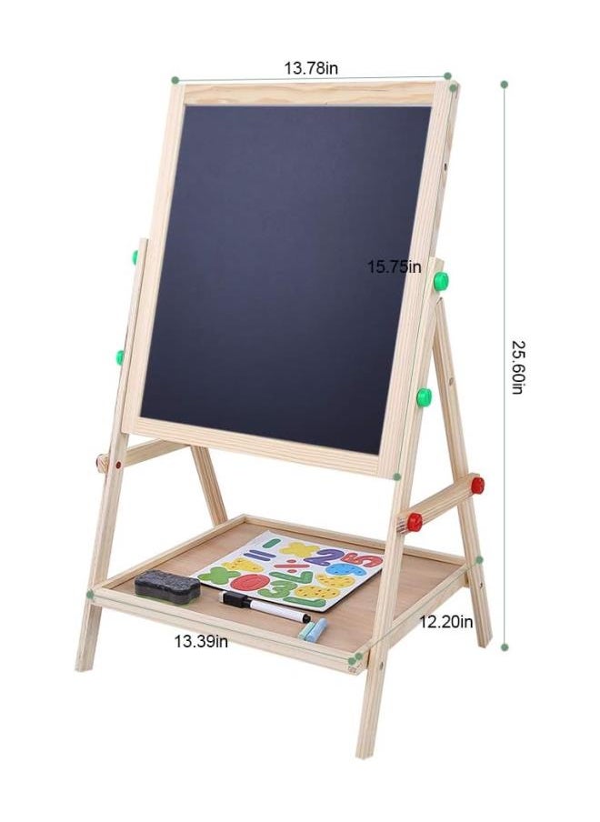 Generic - Kids Easel Board, 2 in 1 Wooden Double Sided Black White Board Folding Paint Drawing Art Board Set with Eraser Water Pen and Chalk, 40.5 × 34.5 cm - Image 1