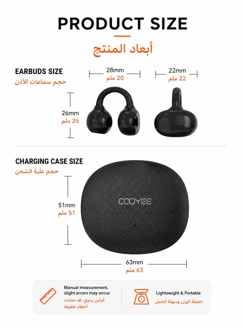 Cooyee سماعات أذن لاسلكية بتصميم مشبك، بلوتوث 6.0، مفتوحة الأذن، للرياضة والعمل والاستخدام اليومي - Image 2