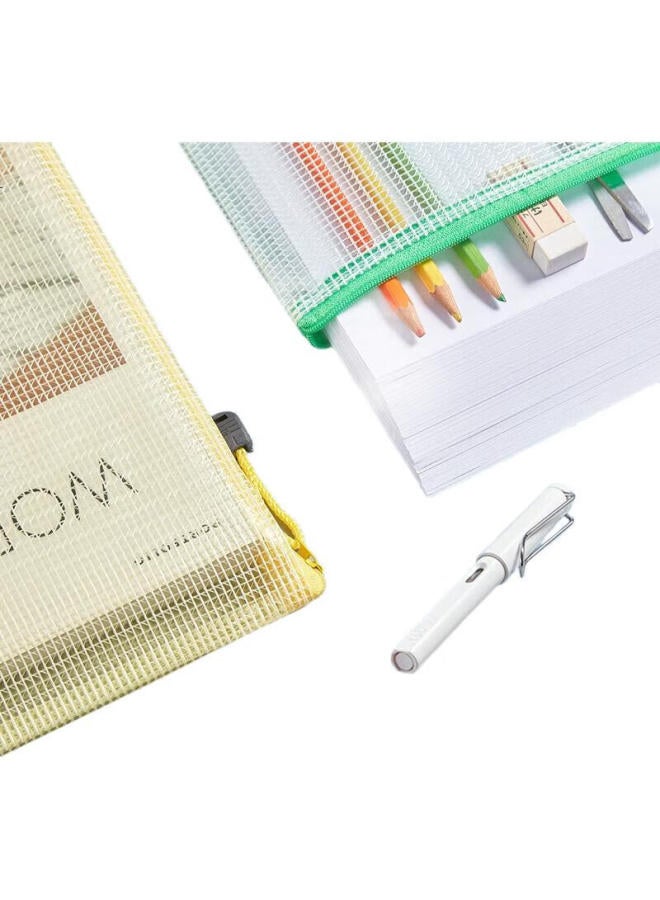 Kingdee A5 Grid Zipper Pouches, 4-Pack, Subject Bags, Classification Bags, Transparent Document Pouches, Waterproof File Protectors, Office Supplies - Image 3