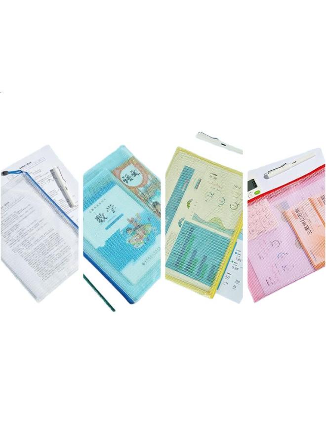Kingdee A5 Grid Zipper Pouches, 4-Pack, Subject Bags, Classification Bags, Transparent Document Pouches, Waterproof File Protectors, Office Supplies - Image 2