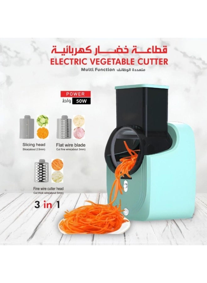 Tradeo Electric Vegetable Cutter 3-in-1, 50W Multi-Function Slicer & Shredder with 3 Blade Attachments - Image 3
