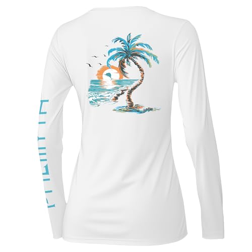 Palmyth Fishing Shirts for Women UPF 50 Sun Protection Long Sleeve TShirt WhitePalm Eden S - Image 1