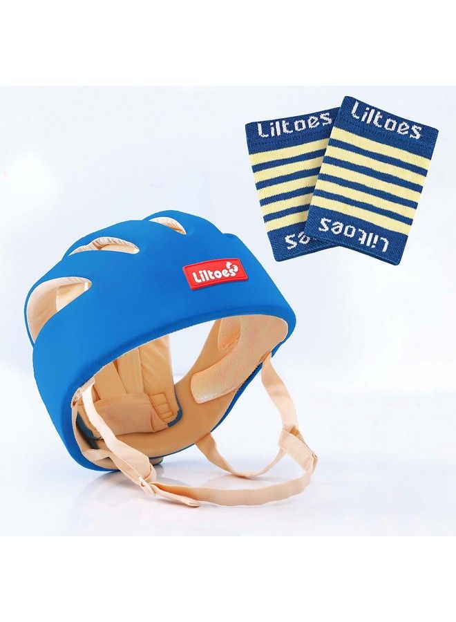 Liltoes Baby Head Protector For Safety Of Kids 6M To 3 Yearsbaby Safety Helmet With Proper Air Ventilation & Corner Guard Protection + Baby Kneepads For Crawling (Royal Blue) - Image 2