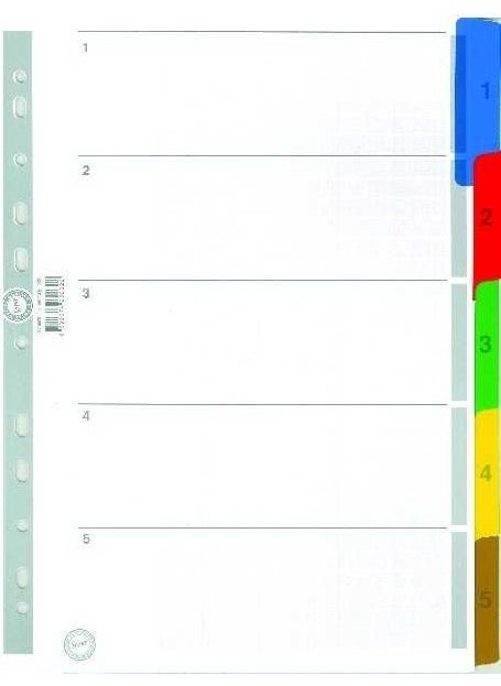 Serve - Separator Colored Paper 1-5 Numbers A4 Sv5523K - Image 1