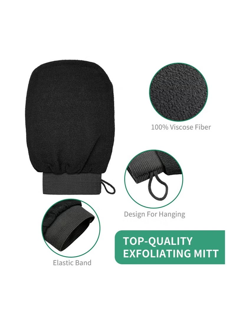 2 Pieces Korean Loofah for Skin Cleaning and Exfoliation, Viscose Bath Glove for Moroccan Bath at Home, Exfoliation, Scrub, Black  - Image 4
