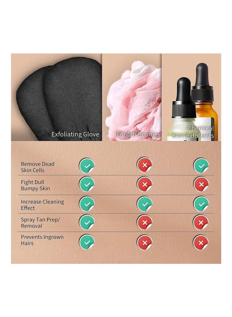 2 Pieces Korean Loofah for Skin Cleaning and Exfoliation, Viscose Bath Glove for Moroccan Bath at Home, Exfoliation, Scrub, Black  - Image 3