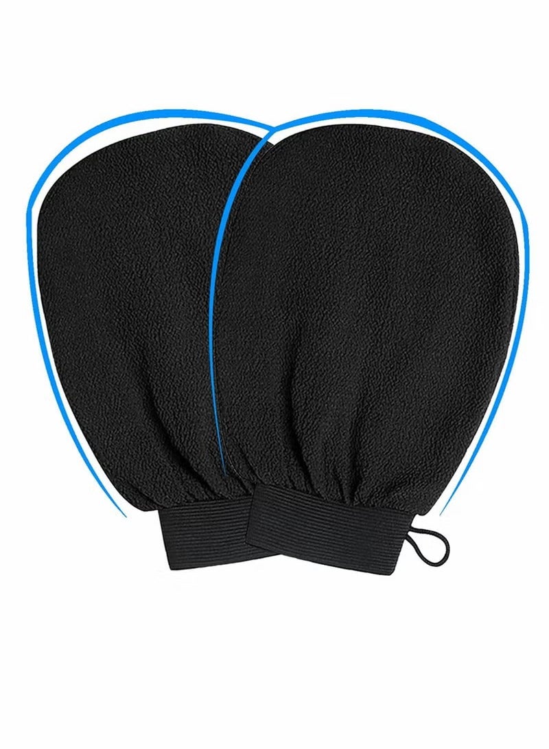 2 Pieces Korean Loofah for Skin Cleaning and Exfoliation, Viscose Bath Glove for Moroccan Bath at Home, Exfoliation, Scrub, Black  - Image 1