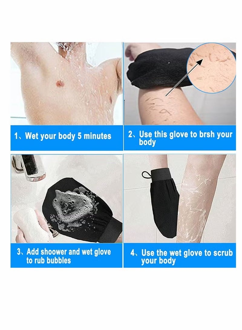 2 Pieces Korean Loofah for Skin Cleaning and Exfoliation, Viscose Bath Glove for Moroccan Bath at Home, Exfoliation, Scrub, Black  - Image 5