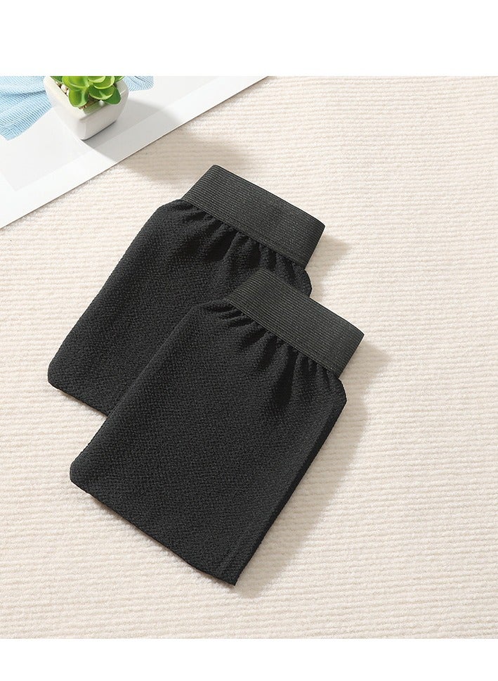 2 Pieces Korean Loofah for Skin Cleaning and Exfoliation, Viscose Bath Glove for Moroccan Bath at Home, Exfoliation, Scrub, Black - Image 1