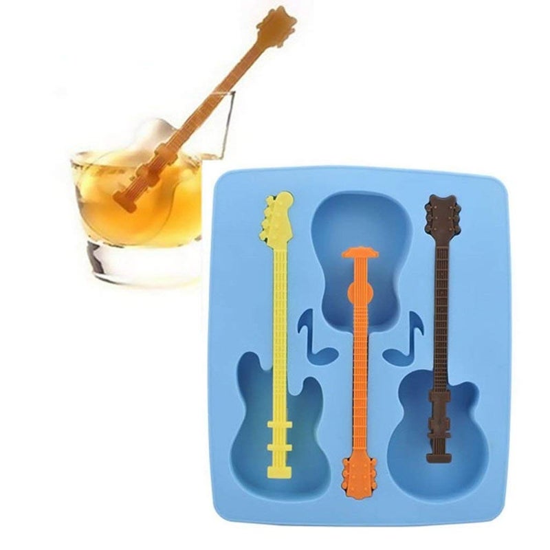 THE QUIRK BOX Flexible Silicon Icetray Guitar Ice Tray for Party Home and Kitchen - Set of 2 - Image 1