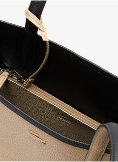 LACOSTE Lacoste Women's Double sided Two tone Large Capacity Handbag, Fashionable Multi functional, Black/Brown  - Image 5