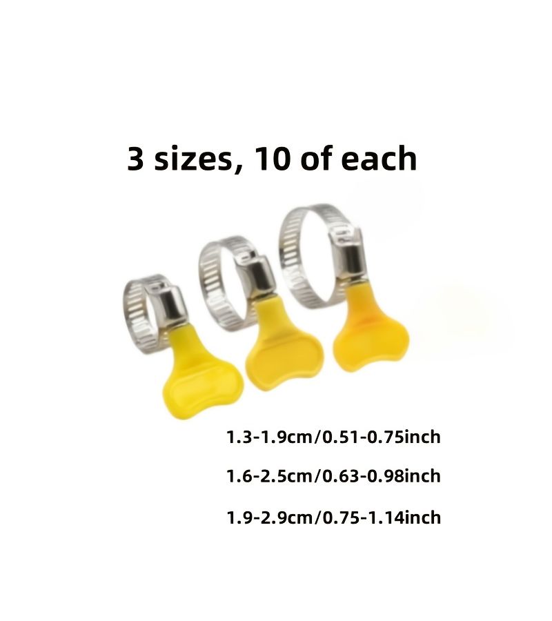 30 Pieces Stainless Steel Hose Clamps Pipe Tool With Handle 3 Sizes - Image 2
