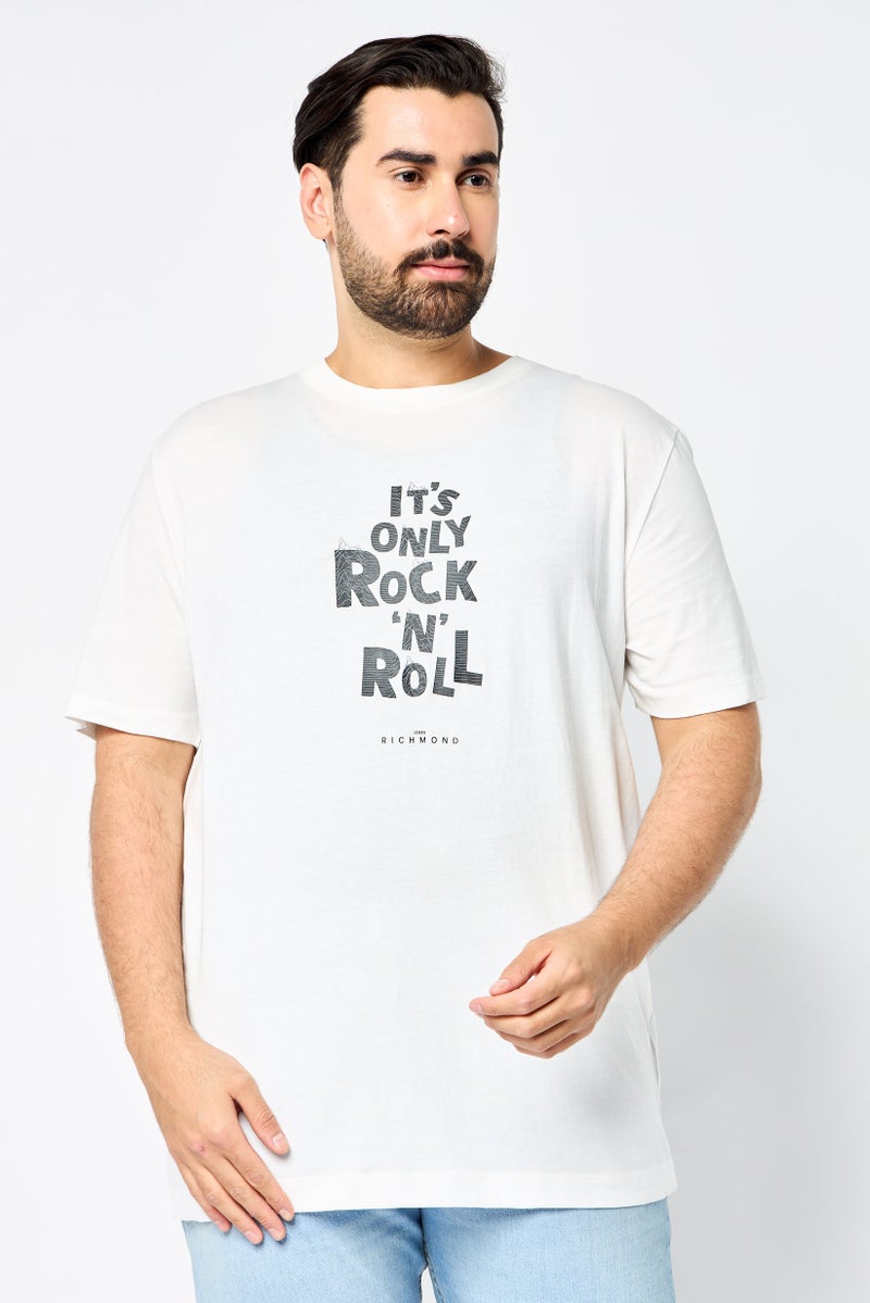 JOHN RICHMOND Men Crew Neck Short Sleeves Graphic Print T-Shirt, White - Image 1