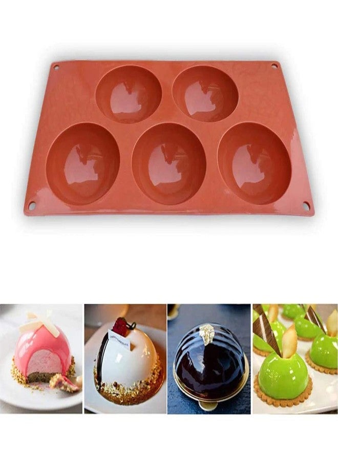 TREXEE Bakeware Cake Mold Silicone Non-Stick 3D Half Sphere Pudding Jelly Chocolate Fondant Soap Brown Pastry Tools Kitchen Accessories (Pack of 1) - Image 4