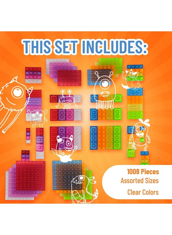 Strictly Briks قطع بناء متوافقة مع ليغو من ستريكتلي بريكس، ألوان شفافة، 1008 قطعة، مجموعة بداية لبناء الطوب الكلاسيكي للأطفال، متوافقة 100% مع جميع العلامات التجارية الرئيسية للطوب - Image 3