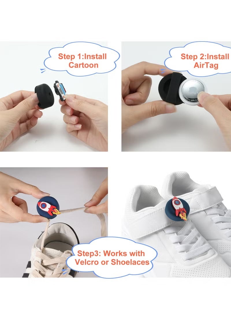 Risen 2pack AirTag Holder for Kids Shoelaces, Cartoon Silicone Tracker Case, Hidden Wear-resistant Tracker Protective Case for Kids Shoes, Pets, Airtag Shoe Sole Children - Image 2