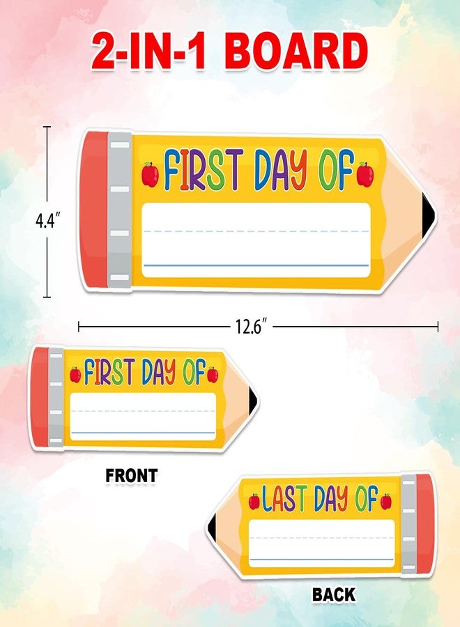 JUESMOS First & Last Day of School Chalkboard for Kids Girls Boys, 4.4"x12.6" Double Sided Pencil Back to School Sign 1st Day of Preschool Kindergarten Board Sign Back to Schools Photo Prop Supplies - Image 2