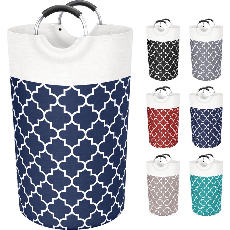 Fabspace Large Laundry Basket Laundry Hamper Bag Washing Bin Clothes Bag Collapsible Tall with Handles Waterproof Travel Bathroom College Essentials Storage for College Dorm Family Blue 82L