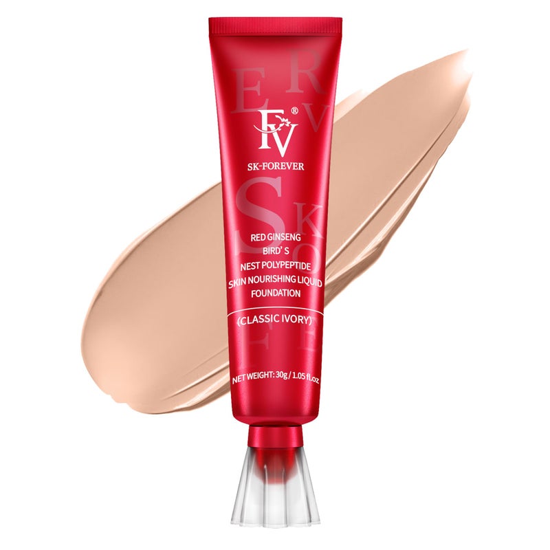 FV Matte Waterproof Foundation-Longwear Transfer-Proof, with Medium to Full Coverage, Oil-control & Lightweight, Liquid Foundation Makeup for Normal/Oily skin, 30g, Classic Ivory - Image 1