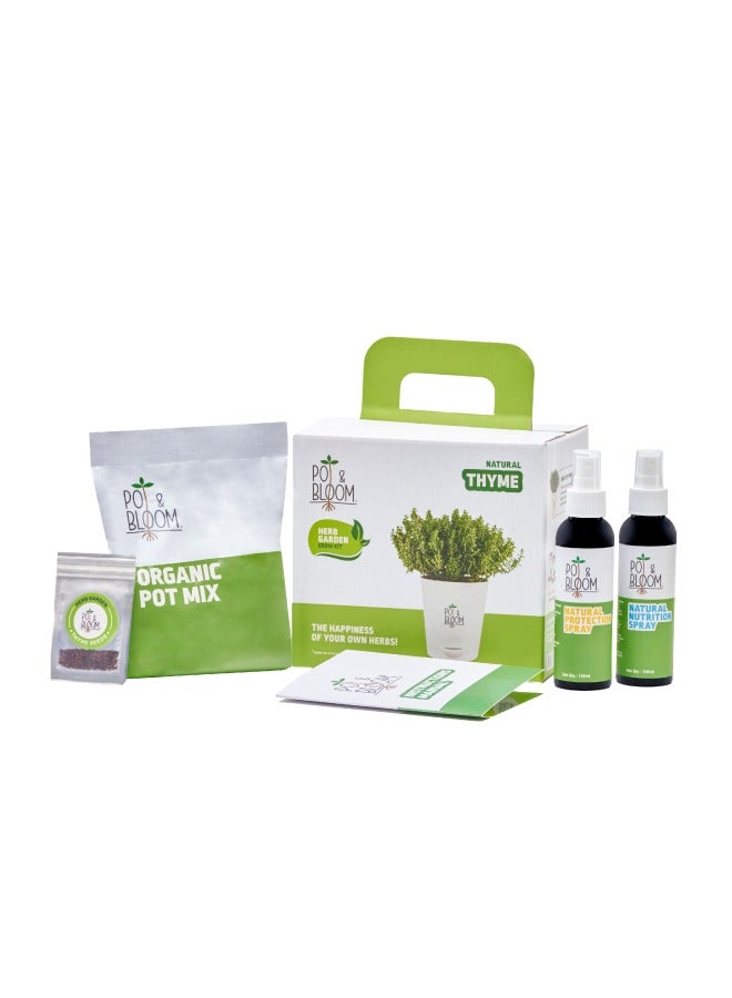 POT & BLOOM Pot And Bloom Thyme DIY Gardening Kit: Everything You Need to Grow - Thyme Seeds, Pot, Sprays, and Pot Mix Included. Grow Your Own Thyme Plant. Organic Thyme Plant Return Gift for Birthdays  - Image 1