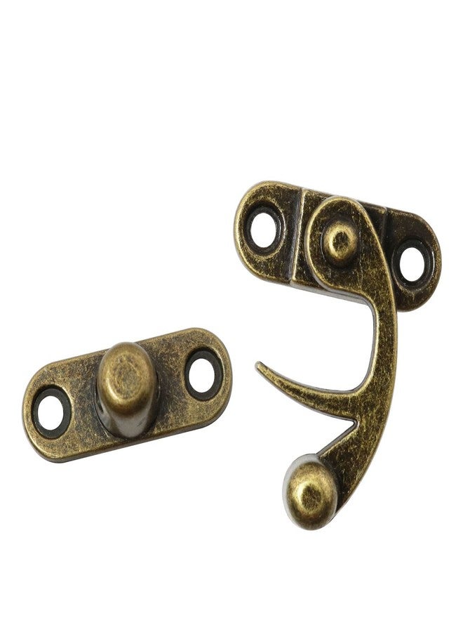 DGBRSM 2 Sets Antique Right and Left Latch Hook Hasp and 4pcs Small Box Mini Hinges with Replacement Screws, Bronze - Image 4