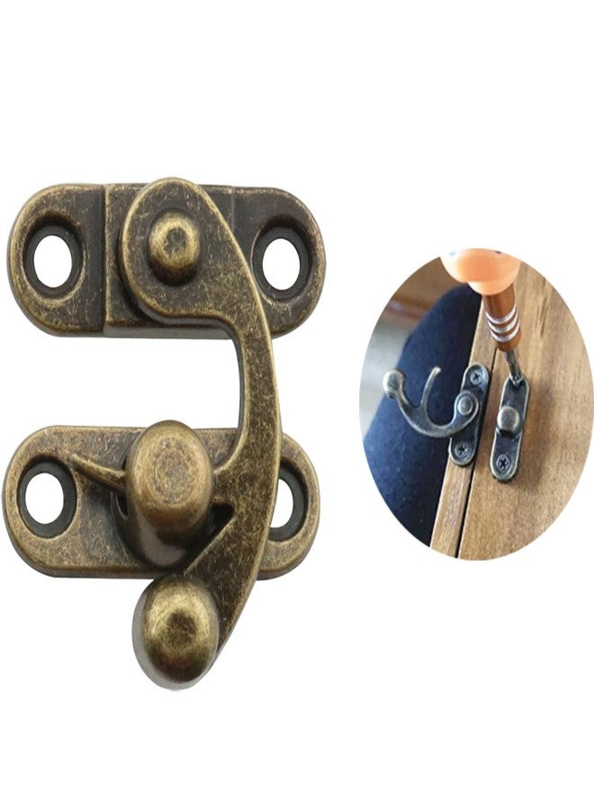 DGBRSM 2 Sets Antique Right and Left Latch Hook Hasp and 4pcs Small Box Mini Hinges with Replacement Screws, Bronze - Image 3