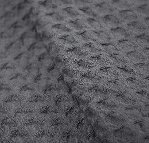 HILLFAIR 100% Combed Cotton Blanket– King Size Bed Blankets– Warm Soft All Season Breathable Lightweight Summer Blankets– Waffle Weave Home Decor Bed Blanket- Grey King Bed Cotton Blankets/Bedcovers - Image 5