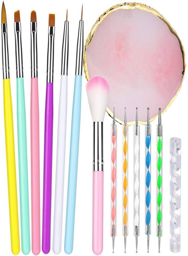 FANDAMEI Nail Art Brushes, 6PCS Nail Brushes for Nail Art, 1PCS Resin Nail Art Palette, 1PCS Nail Clean Up Brushes, 5PCS Dotting Pen Nail Design Tools Kit, Nail Polish Mixing Palette Nail Art Tools - Image 1