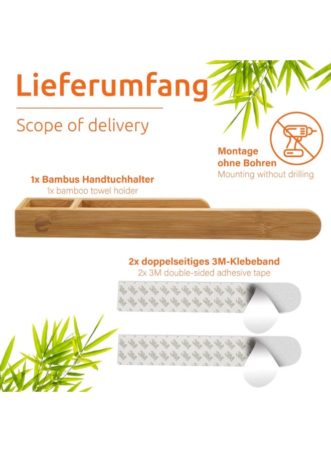 1 x Wooden Towel Rack (No Drilling), Bathroom Towel Rail, Guest Towel Rack, Self-Adhesive Natural - Image 5