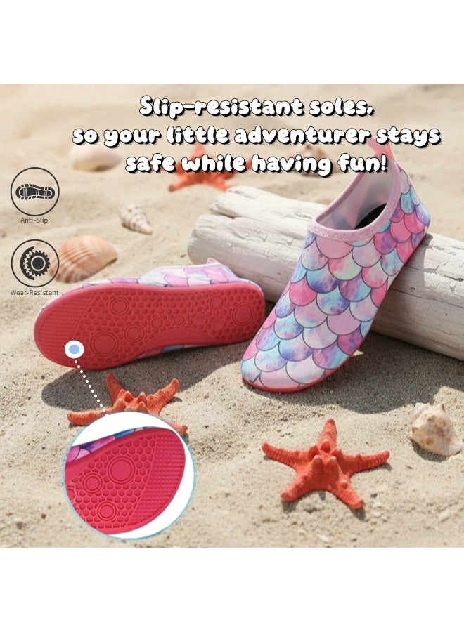 شيبشيب أحذية مائية للأطفال بتصميم قشور الحورية اللطيف، مناسبة للأولاد والبنات، سريعة الجفاف ومناسبة للارتداء بدون جوارب. مثالية للرياضات الخارجية، الشاطئ، وحمامات السباحة. - Image 2