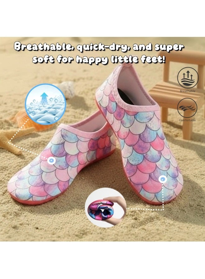 شيبشيب أحذية مائية للأطفال بتصميم قشور الحورية اللطيف، مناسبة للأولاد والبنات، سريعة الجفاف ومناسبة للارتداء بدون جوارب. مثالية للرياضات الخارجية، الشاطئ، وحمامات السباحة. - Image 3