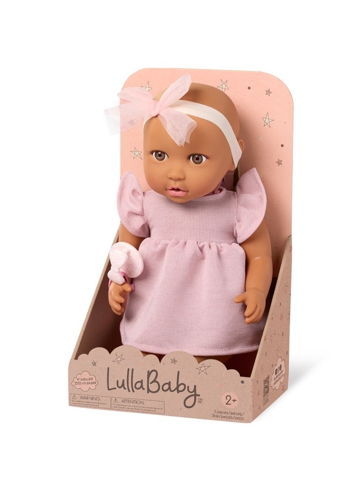 لولا بيبي دمية طفل مع فستان وردي 14 بوصة وعصبة الرأس - LBY7302Z - Image 1