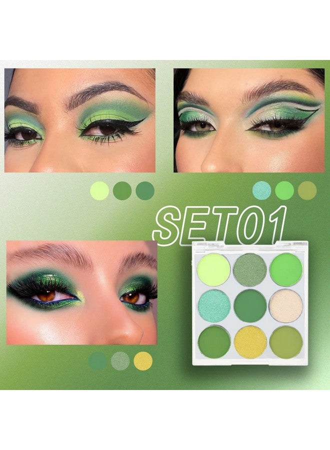 SUAKE لوحة ظلال العيون الخضراء اللامعة غير اللامعة المكونة من 9 ألوان. لوحة ظلال العيون الخضراء الفاتحة عالية الصبغة، لوحة ظلال العيون الخضراء الداكنة. لوحة بودرة المكياج الخضراء اللامعة غير اللامعة القابلة للمزج. لوحة ظلال العيون الخضراء - Image 3
