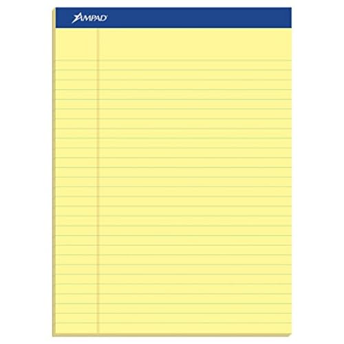 Ampad TOP20220 20220 Perforated Writing Pad, 8 1/2 x 11 3/4, Canary, 50 Sheets (Pack of 12) - Image 1