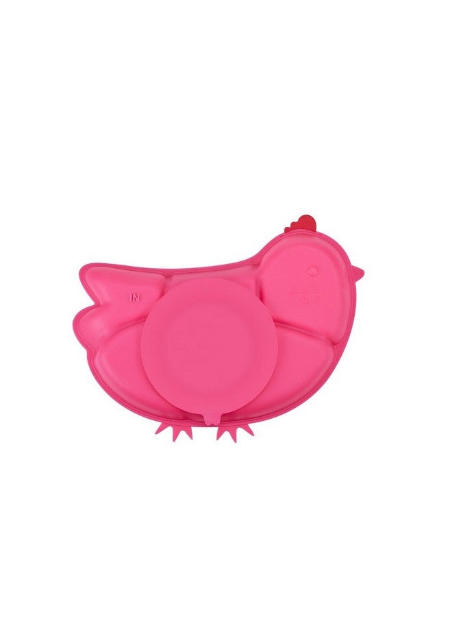 Innobaby Din Din Smart Silicone Suction Chicken Plate for Children, Pink - Image 1