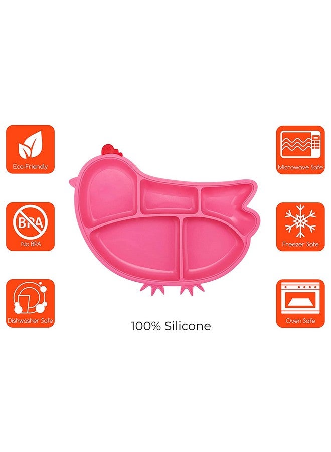 Innobaby Din Din Smart Silicone Suction Chicken Plate for Children, Pink - Image 3