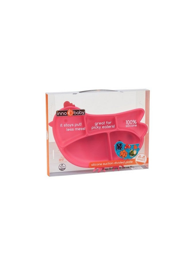 Innobaby Din Din Smart Silicone Suction Chicken Plate for Children, Pink - Image 4