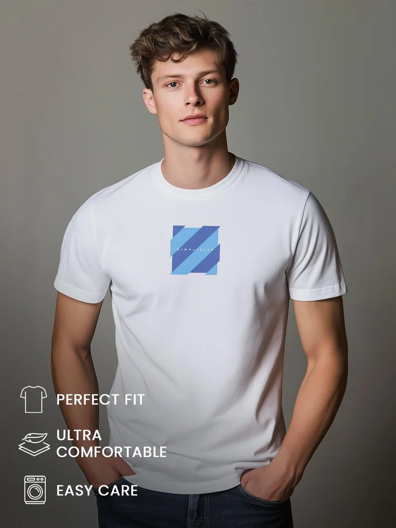 NOBERO  Men's White Graphic Printed T-Shirt for Men | Best Price UAE